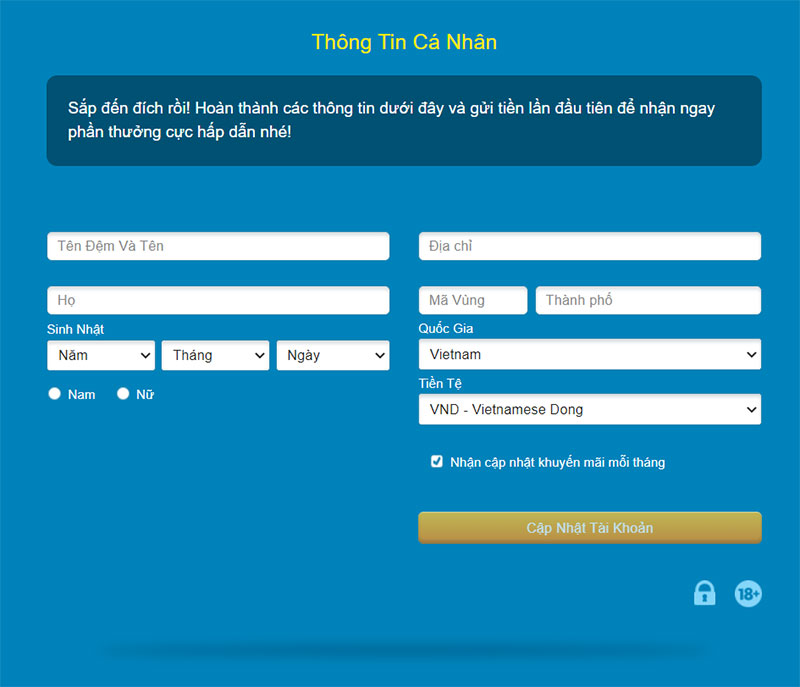 thông tin đăng ký tài khoản happyluke