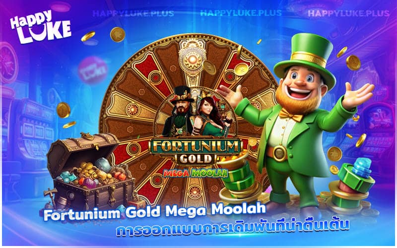การออกแบบเกม Fortunium Gold Mega Moolah เต็มไปด้วยลูกเล่นและความตื่นเต้นทุกการสปิน