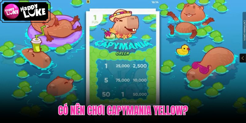 Capymania Yellow cùng RTP 97% và max win x100,000