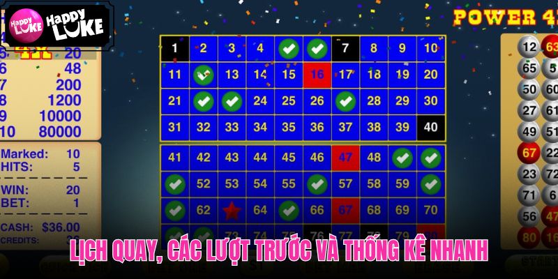 Lịch quay Keno cùng dữ liệu các lượt trước
